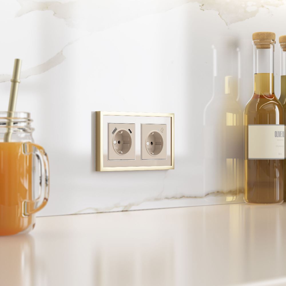 Рамка акриловая Werkel Baguette на 2 поста Айвори / Латунь W0022851 — изображение 2