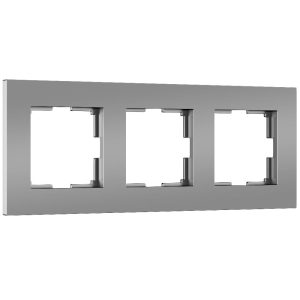Рамка из поликарбоната Werkel Slab на 3 поста Серебро W0032965