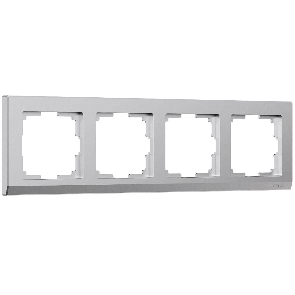 Рамка из поликарбоната Werkel Stark на 4 поста Серебряный матовый W0041865