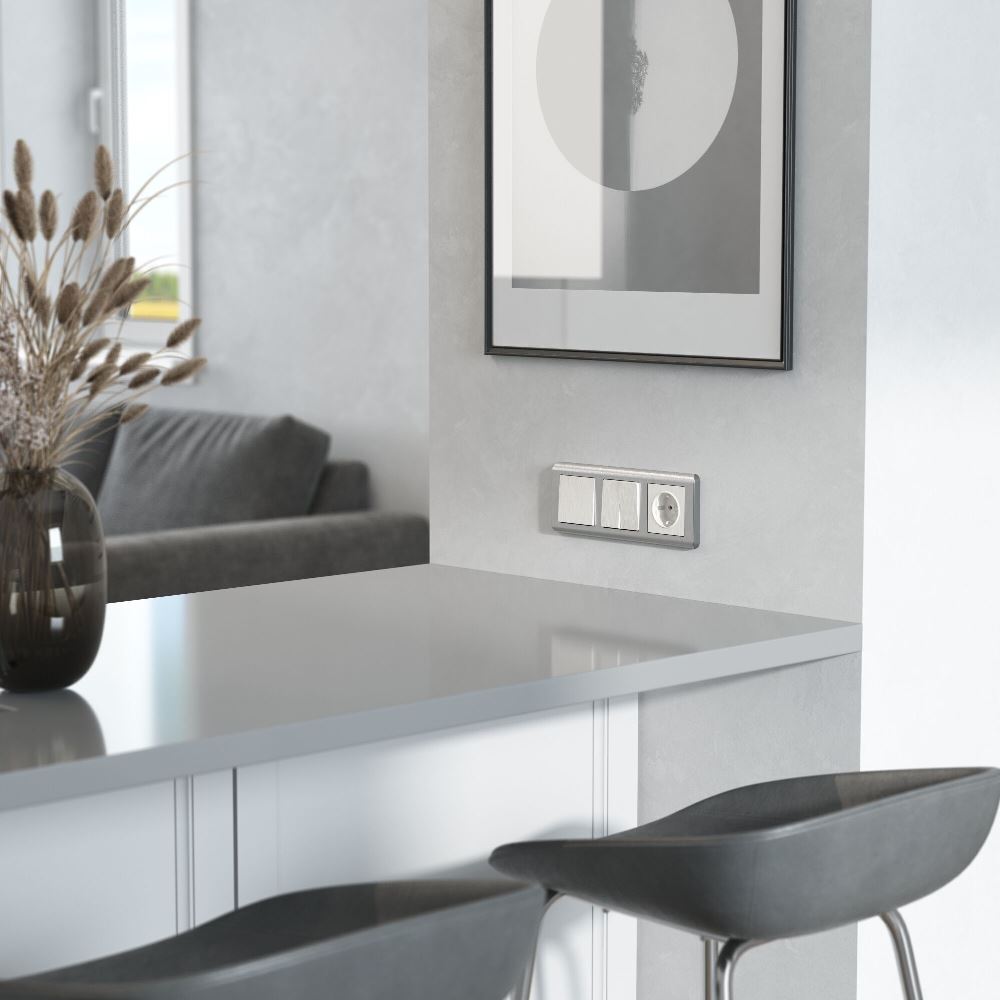 Выключатель одноклавишный встраиваемый проходной Werkel Перламутровый рифленый W1112013 — изображение 2