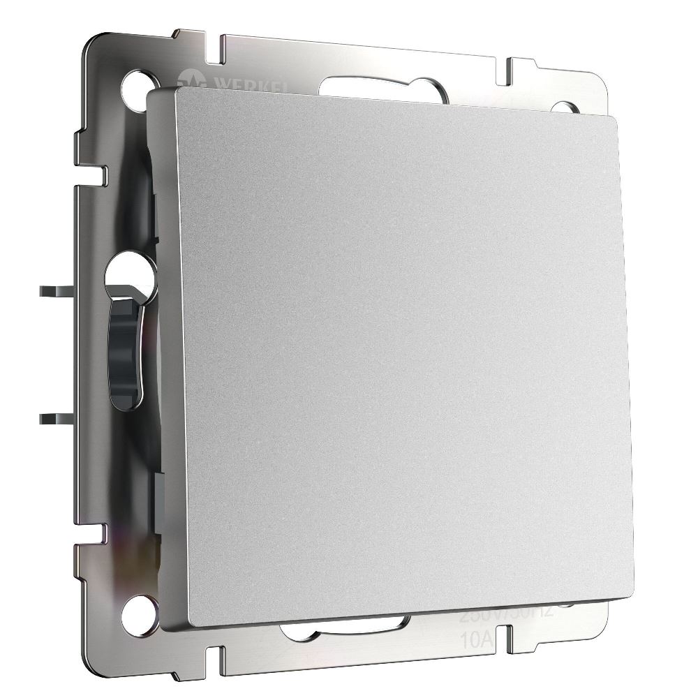 Выключатель одноклавишный встраиваемый проходной Werkel Серебряный матовый W1112065