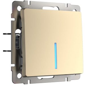 Выключатель одноклавишный встраиваемый проходной Werkel с подсветкой Шампань W1112111