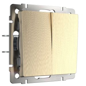 Выключатель двухклавишный встраиваемый проходной Werkel Шампань рифленый W1122010