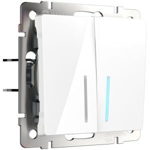 Выключатель двухклавишный встраиваемый проходной Werkel с подсветкой Белый W1122101