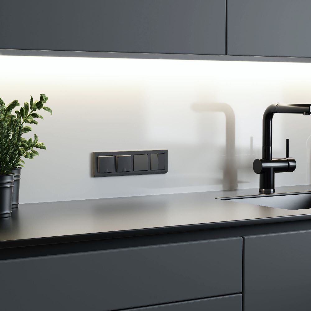 Выключатель одноклавишный встраиваемый перекрестный Werkel Графит матовый W1123064 — изображение 2