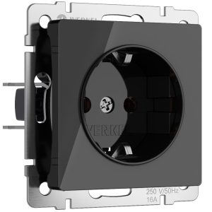 Розетка встраиваемая Werkel с заземлением и шторками Черный W1171148