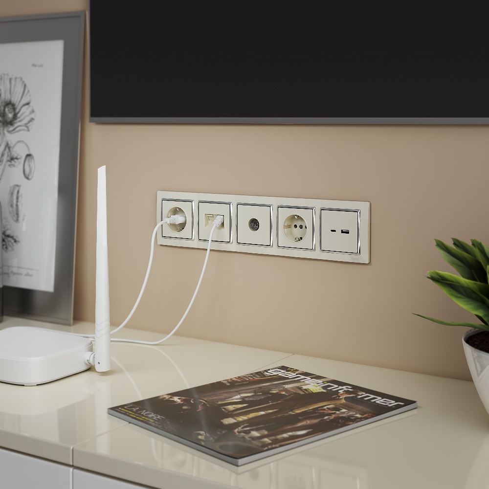 Розетка встраиваемая двойная Ethernet Werkel RJ-45 Слоновая кость W1181103 — изображение 2