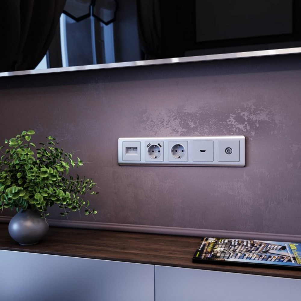 Розетка встраиваемая двойная Ethernet Werkel RJ-45 Серебряный W1181106 — изображение 2