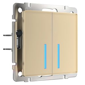 Выключатель двухклавишный встраиваемый сенсорный Werkel с подсветкой Шампань W4520111