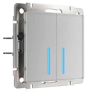 Выключатель двухклавишный встраиваемый сенсорный Werkel с Wifi Cеребряный W4520606