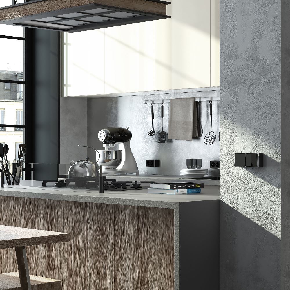 Выключатель двухклавишный накладной Werkel Черный / Хром W5020035 — изображение 3