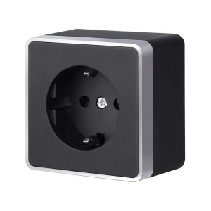 Розетка накладная Werkel Gallant с заземлением Черный / Серебро W5071034