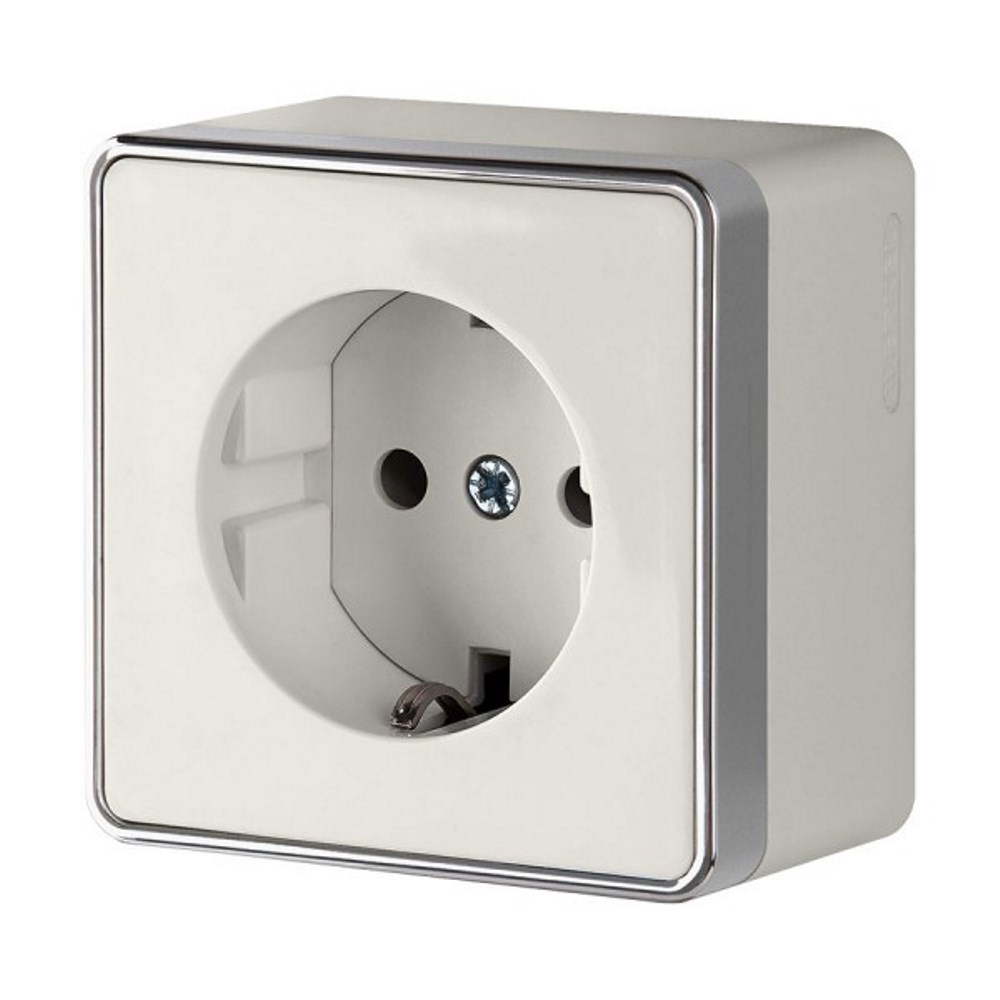 Розетка накладная Werkel Gallant с заземлением и шторками Слоновая кость W5071103