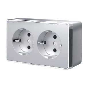 Розетка накладная двойная Werkel Gallant с заземлением Серебряный W5072106