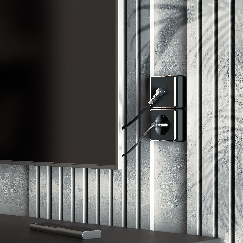 ТВ-розетка накладная оконечная Werkel Gallant Черный / Хром W5083035 — изображение 2