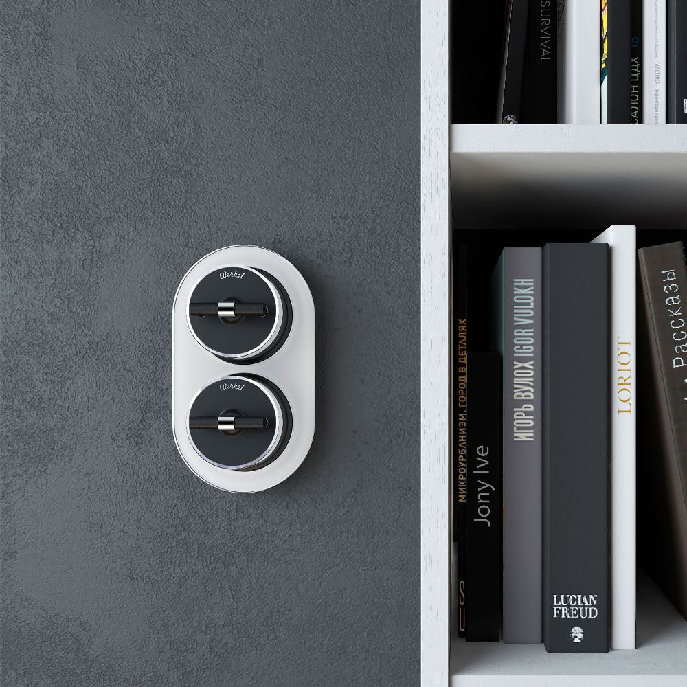 Выключатель двухклавишный накладной Werkel Vintage на 4 положения Черный матовый W5822051 — изображение 2