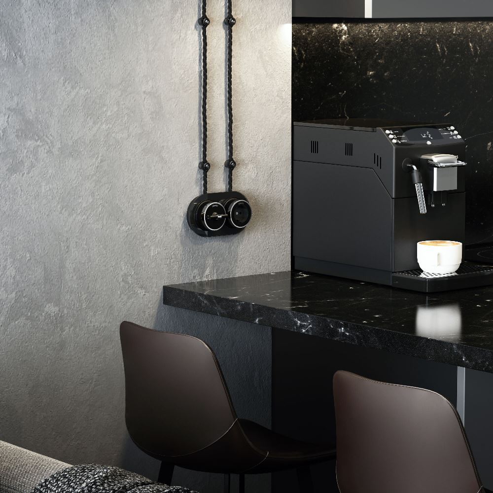 Выключатель двухклавишный накладной Werkel Vintage на 4 положения Черный матовый W5822051 — изображение 3