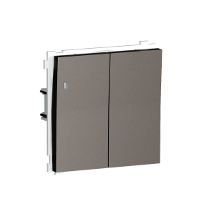 Выключатель двухклавишный встраиваемый Donel R98 с подсветкой Сталь матовая DA03105-DA28537