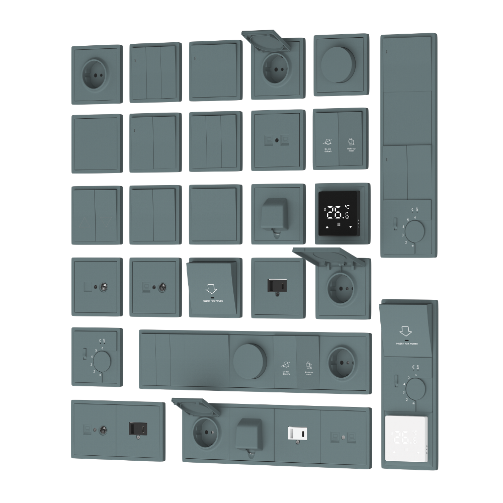 Выключатель двухклавишный встраиваемый проходной Donel R98 Изумруд матовый DA10800-DA29539 — изображение 3