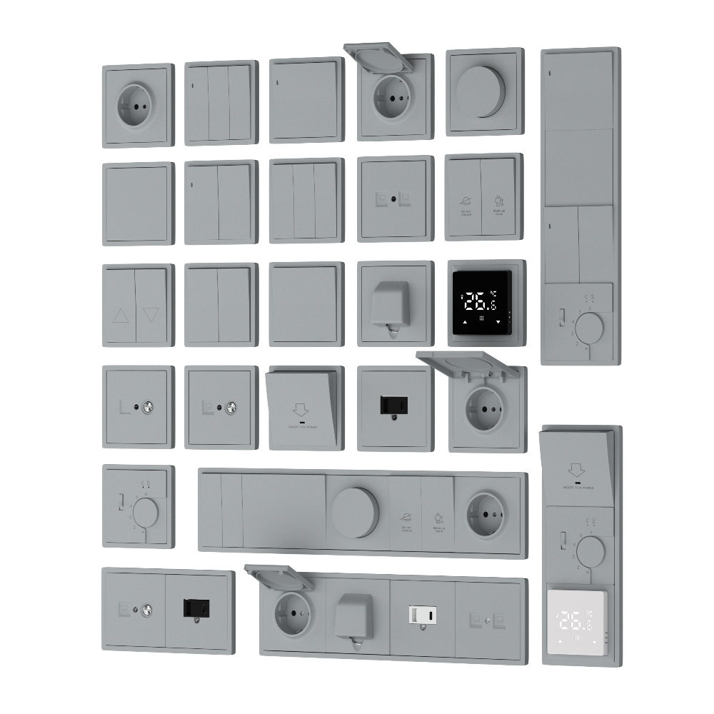 Выключатель двухклавишный встраиваемый проходной Donel R98 Серый матовый DA10800-DA29540 — изображение 3