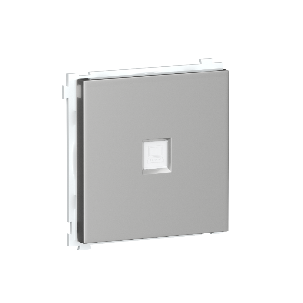 Розетка встраиваемая двойная Ethernet Donel R98 Алюминий матовый DA16300-DA83926