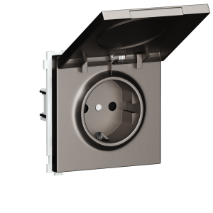 Розетка встраиваемая Donel R98 Schuko с крышкой и заземлением на клеммах Сталь матовая DA17700-DA52037