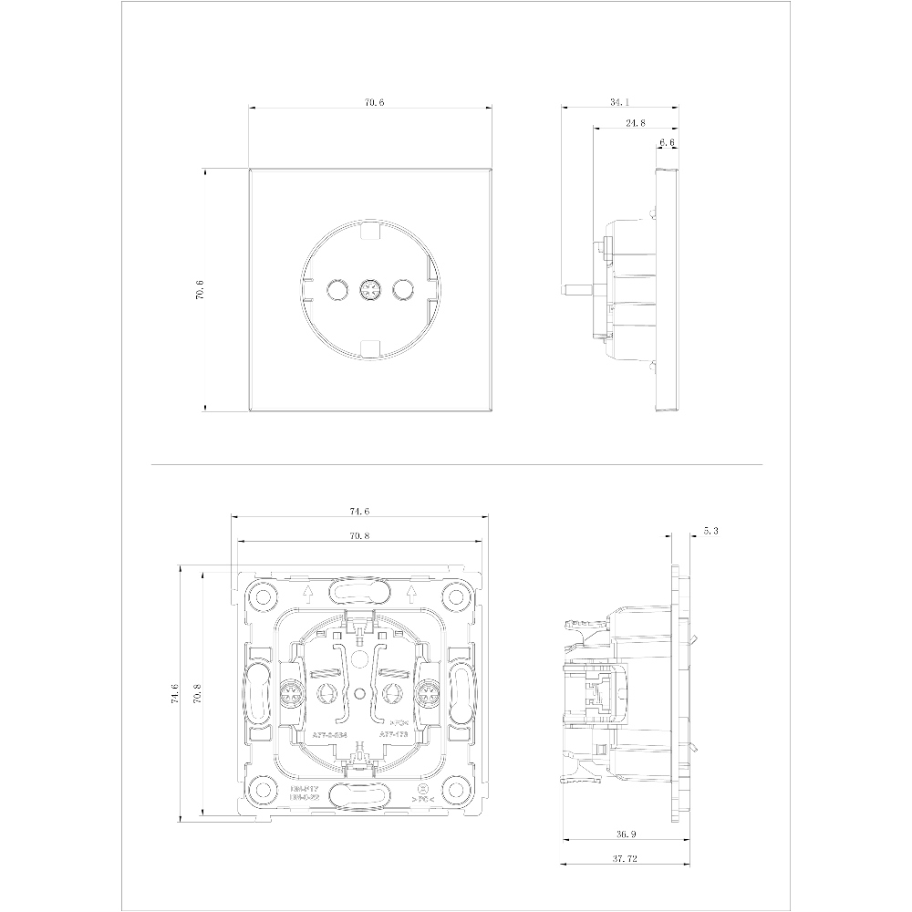 Розетка встраиваемая Donel R98 Metal Schuko с заземлением и шторками на клеммах Никель DA19900-DA220NB — изображение 6