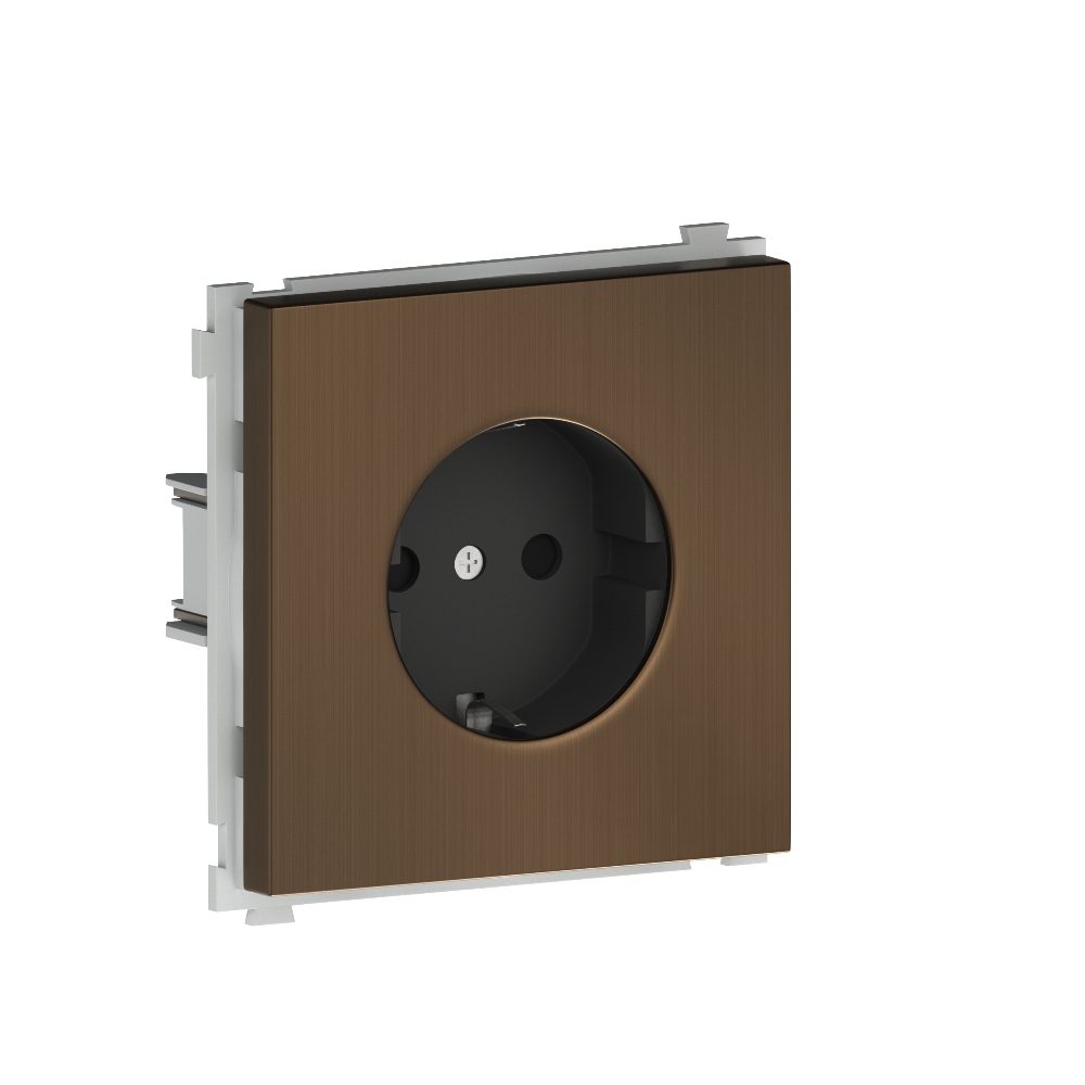 Розетка встраиваемая Donel R98 Metal Schuko с заземлением и шторками на клеммах Латунь DA19900-DA220ME