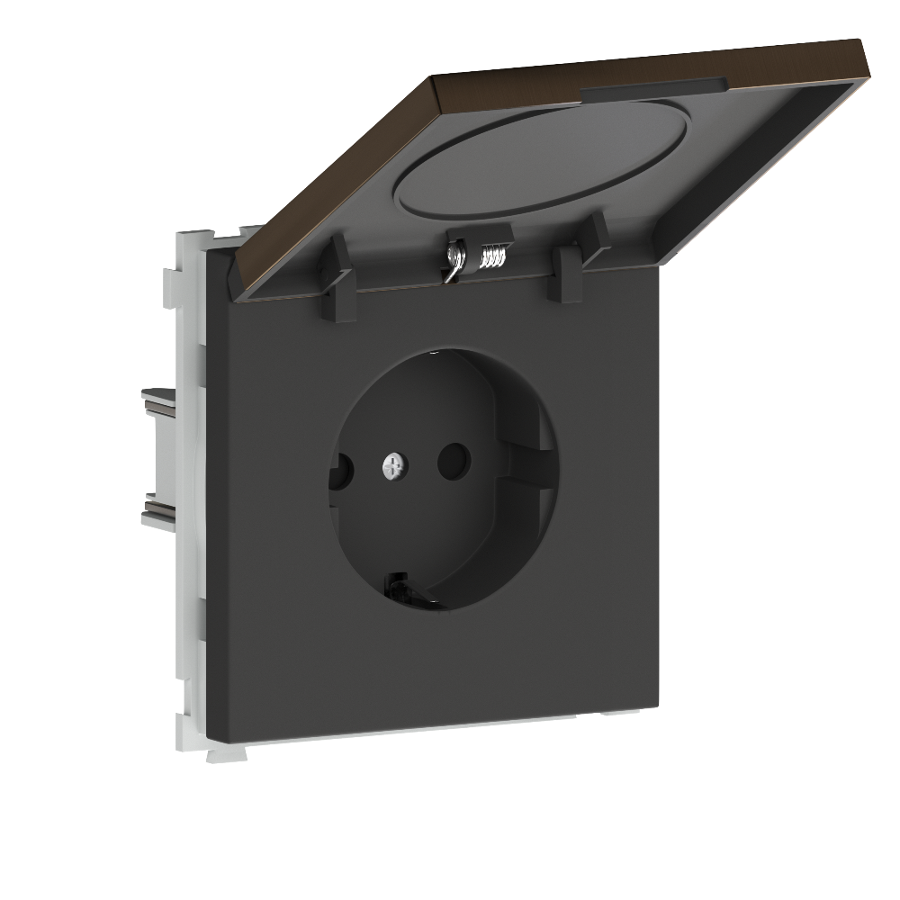 Розетка встраиваемая Donel R98 Metal Schuko с заземлением и крышкой на клеммах Латунь DA19900-DA520ME