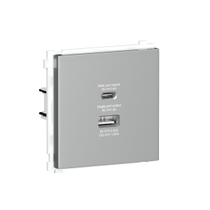 Розетка встраиваемая USB Donel R98 тип A+С быстрая зарядка Алюминий матовый DA20400-DA27726