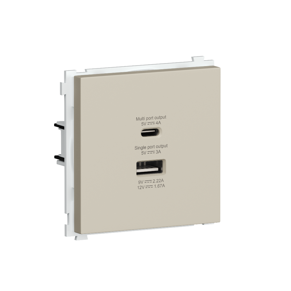 Розетка встраиваемая USB Donel R98 тип A+С быстрая зарядка Кашемир матовый DA20400-DA27735