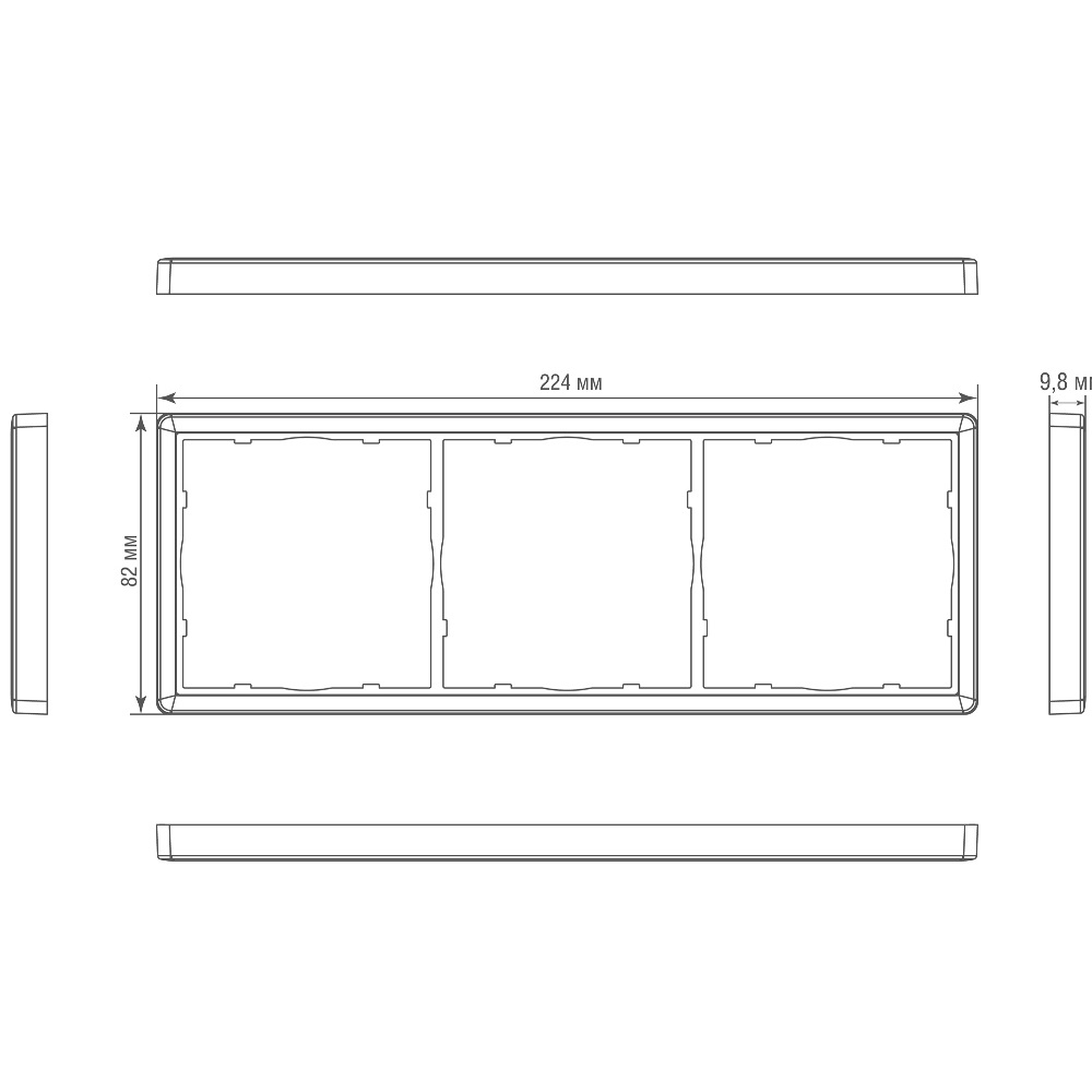 Рамка из металла Donel R98 Metal на 3 поста Вороненая сталь DA213GS — изображение 3