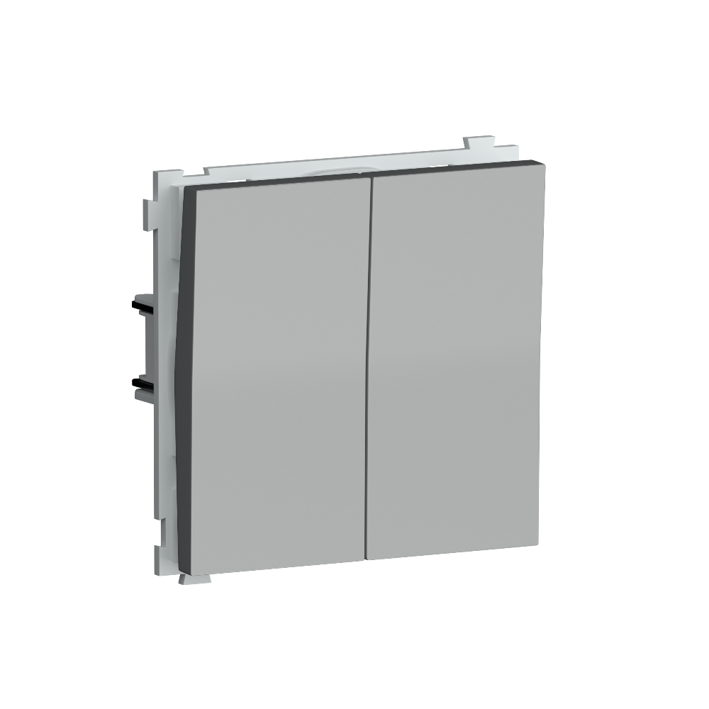 Выключатель двухклавишный встраиваемый Donel R98 звонкового типа Алюминий матовый DA25100-DA29526