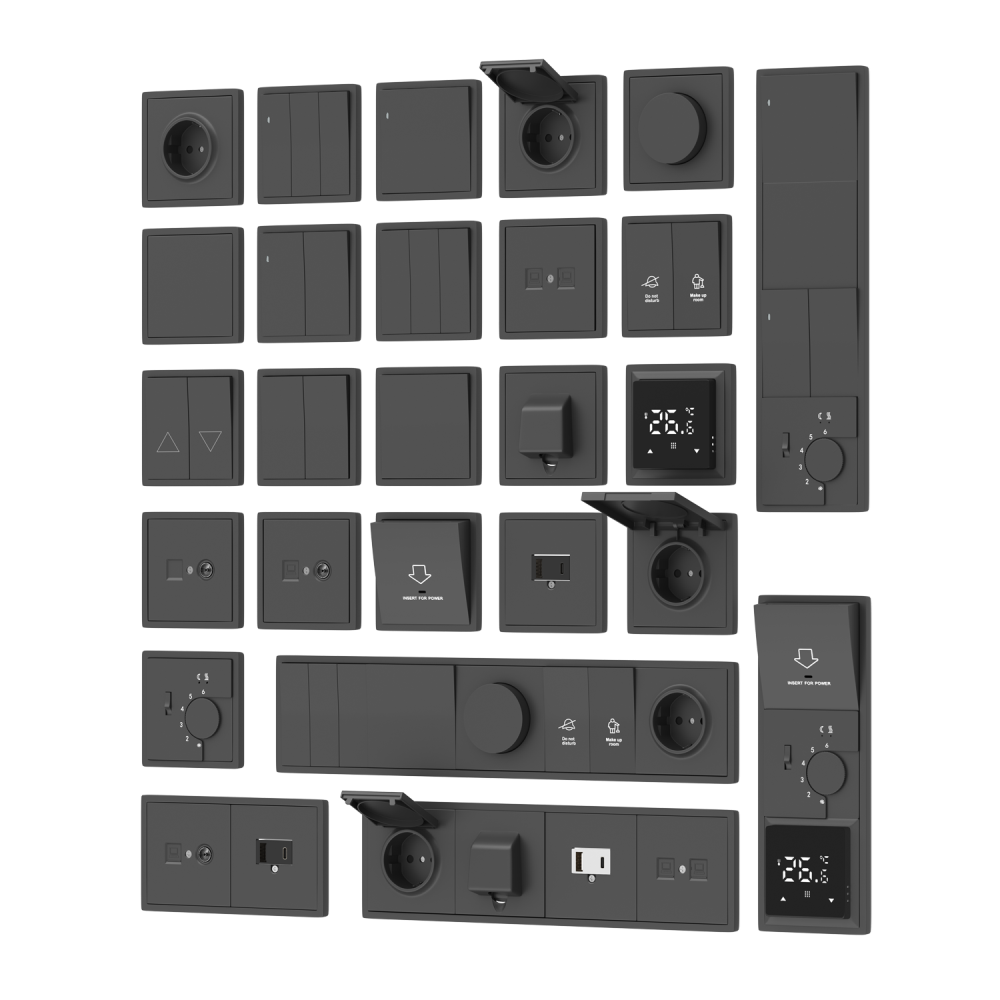 Выключатель трехклавишный встраиваемый Donel R98 Черный матовый DA28300-DA29328 — изображение 3