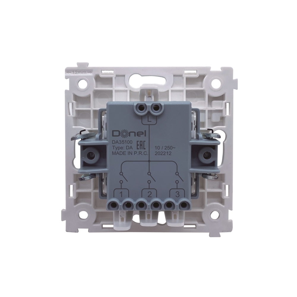 Выключатель трехклавишный встраиваемый Donel R98 звонкового типа Белый матовый DA35100-DA29333 — изображение 5