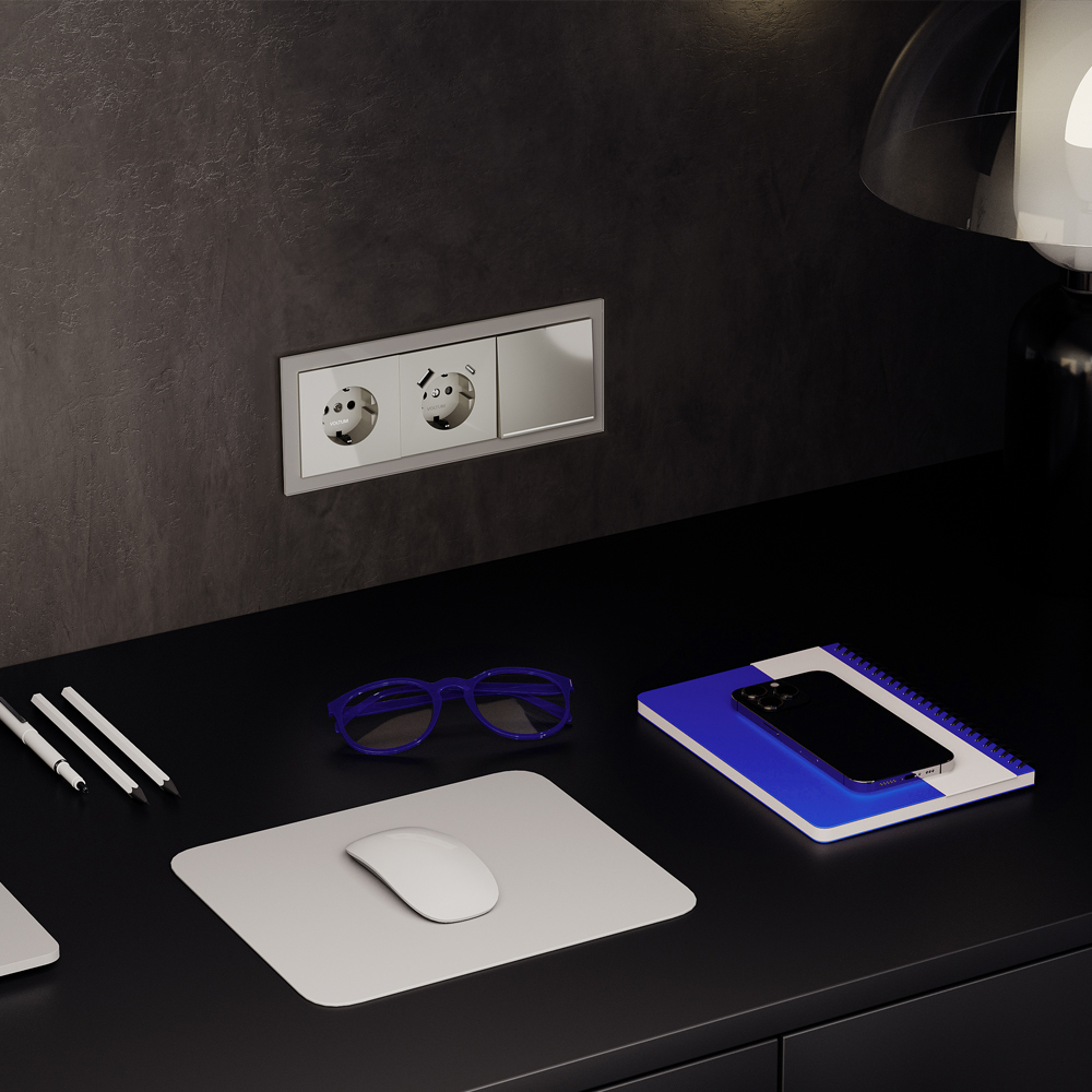 Выключатель одноклавишный встраиваемый Voltum S70 с подсветкой Шелк VLS010204 — изображение 5