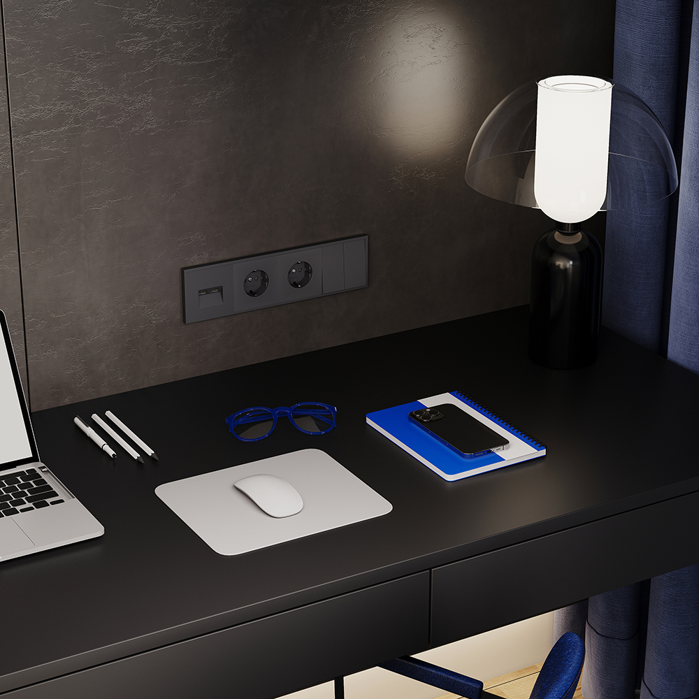 Выключатель двухклавишный встраиваемый Voltum S70 Графит VLS020107 — изображение 5