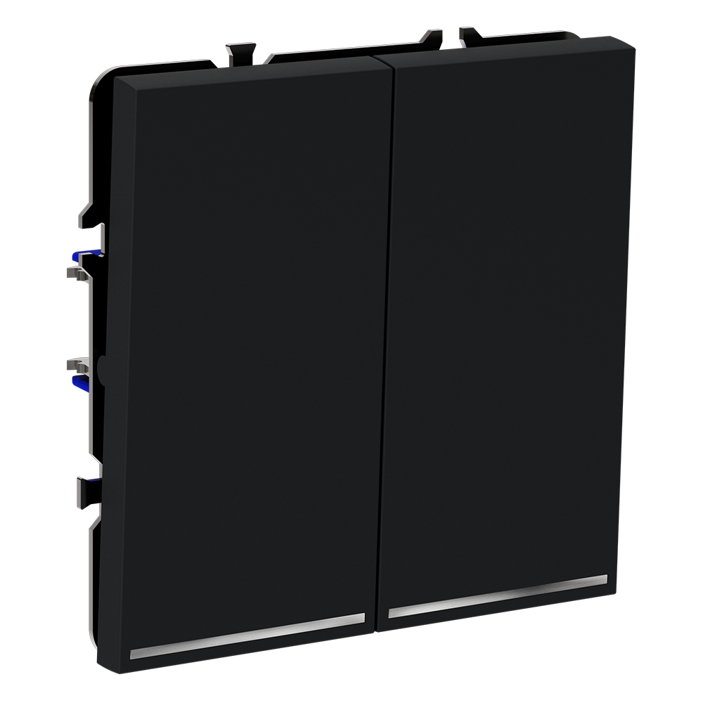 Выключатель двухклавишный встраиваемый Voltum S70 с подсветкой Графит VLS020207 — изображение 2