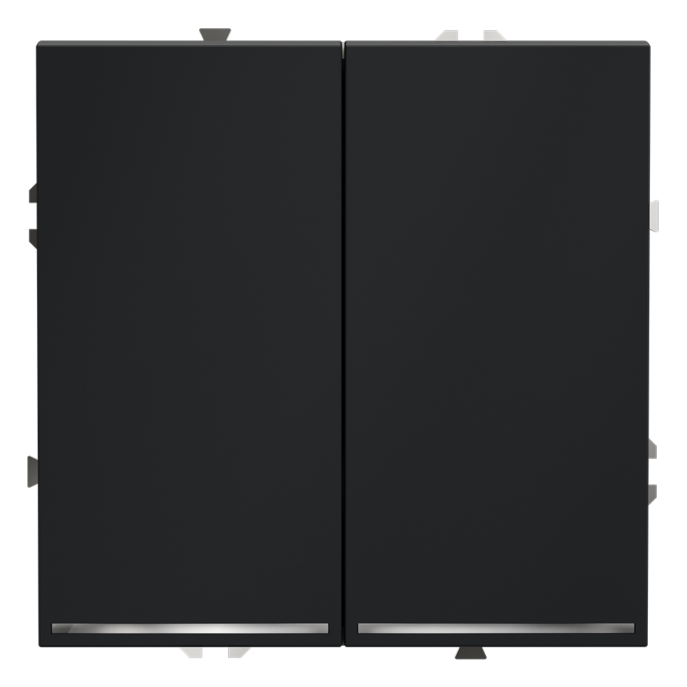 Выключатель двухклавишный встраиваемый проходной Voltum S70 с подсветкой Графит VLS020407