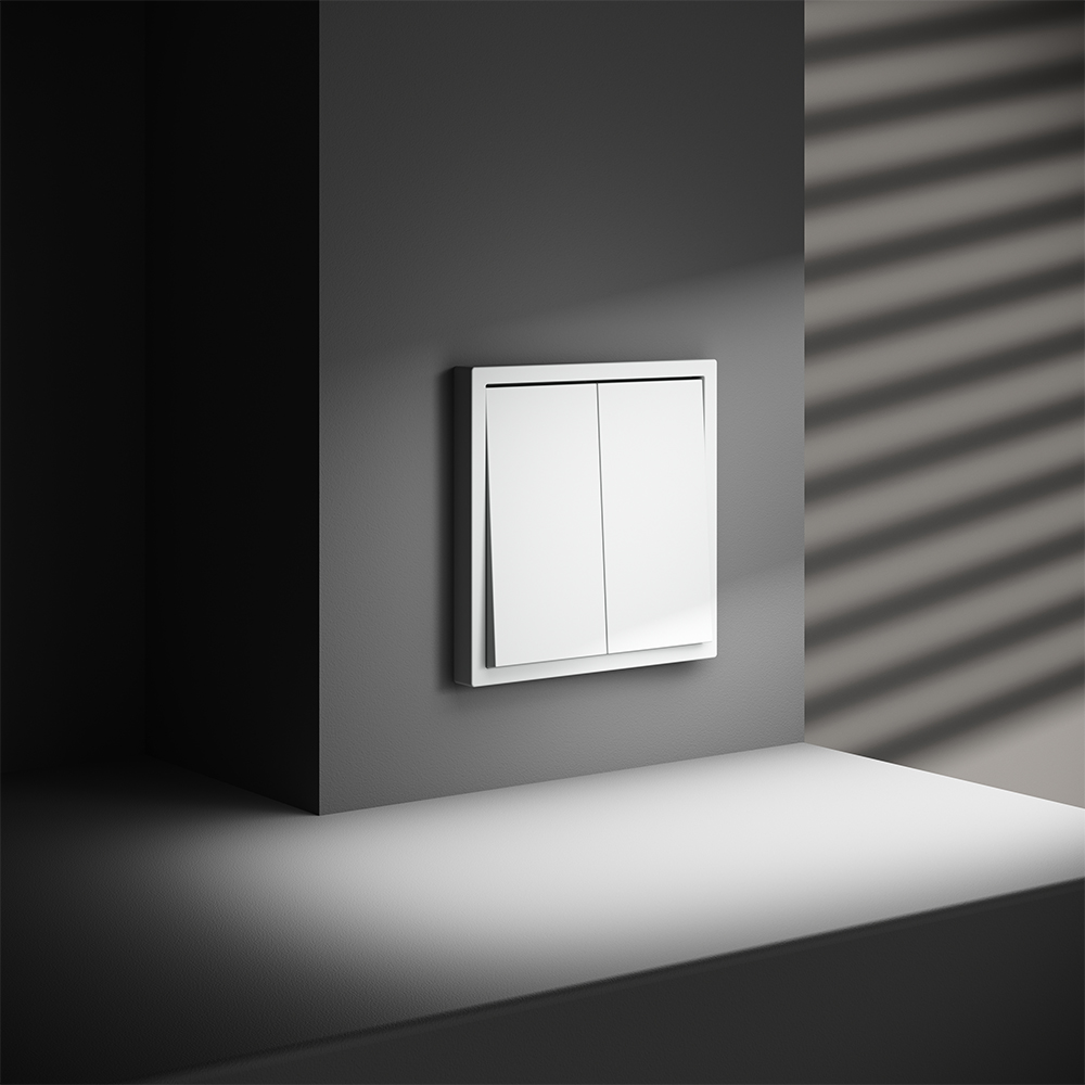 Выключатель двухклавишный встраиваемый с самовозвратом Voltum S70 Белый матовый VLS020602 — изображение 5