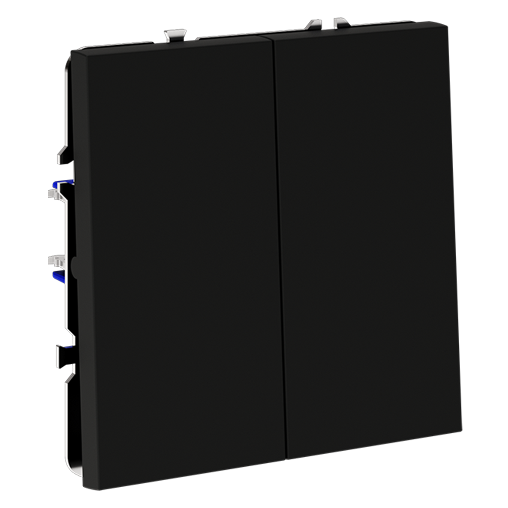 Выключатель двухклавишный встраиваемый с самовозвратом Voltum S70 Черный матовый VLS020608 — изображение 2