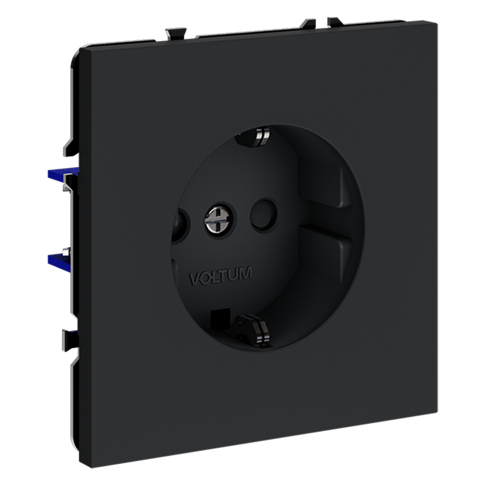 Розетка встраиваемая Voltum S70 с заземлением и шторками Графит VLS040207 — изображение 2