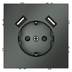 Розетка встраиваемая Voltum S70 с заземлением, шторками и USB A+A Титан VLS040406