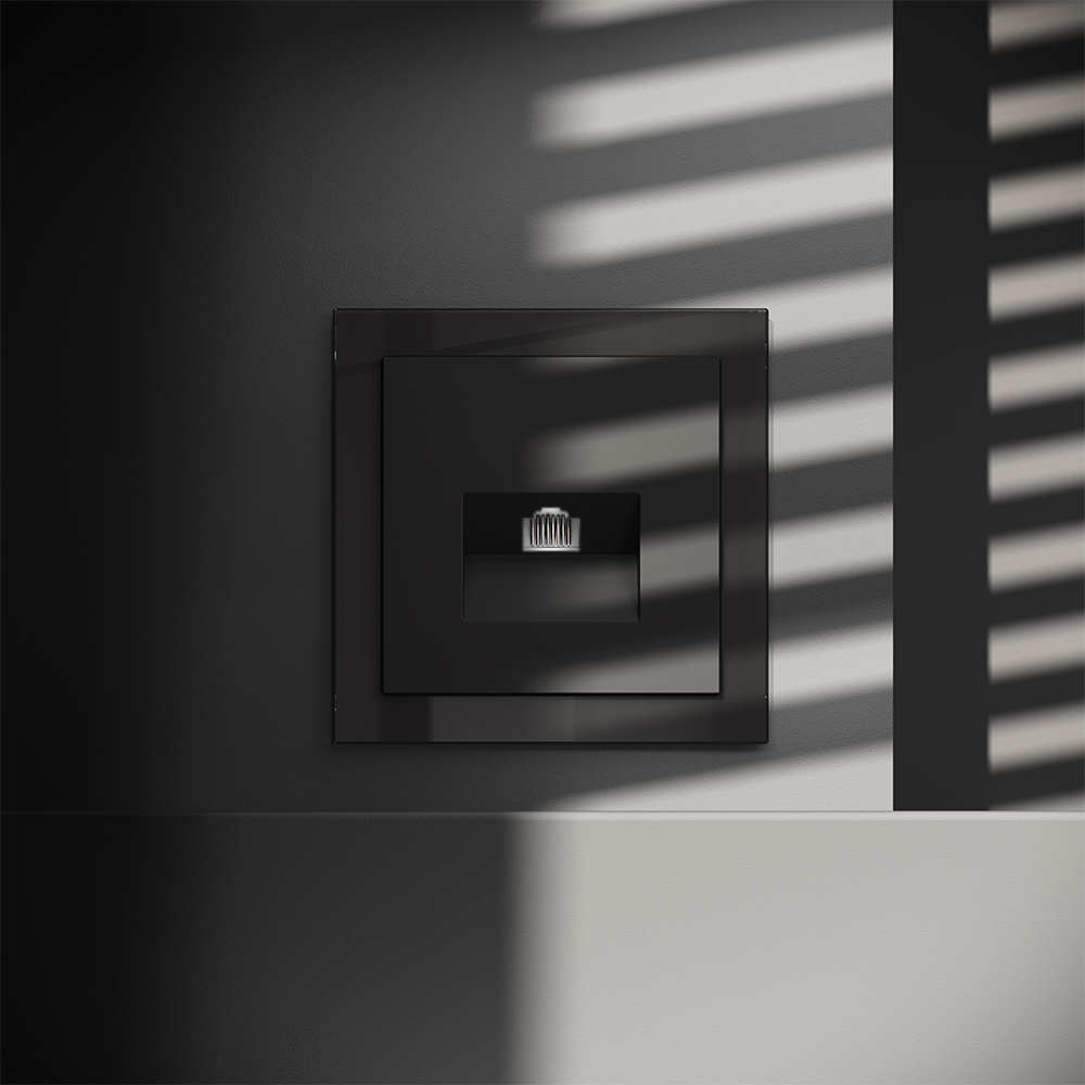 Розетка встраиваемая Ethernet Voltum S70 RJ45 cat.6 Черный матовый VLS060108 — изображение 4