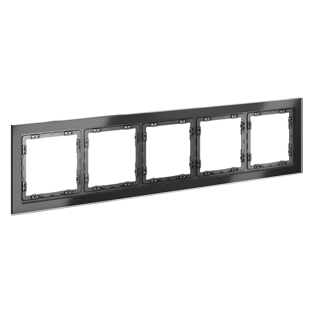 Рамка стеклянная Voltum S70 на 5 постов Графит глянцевый VLS110507 — изображение 2