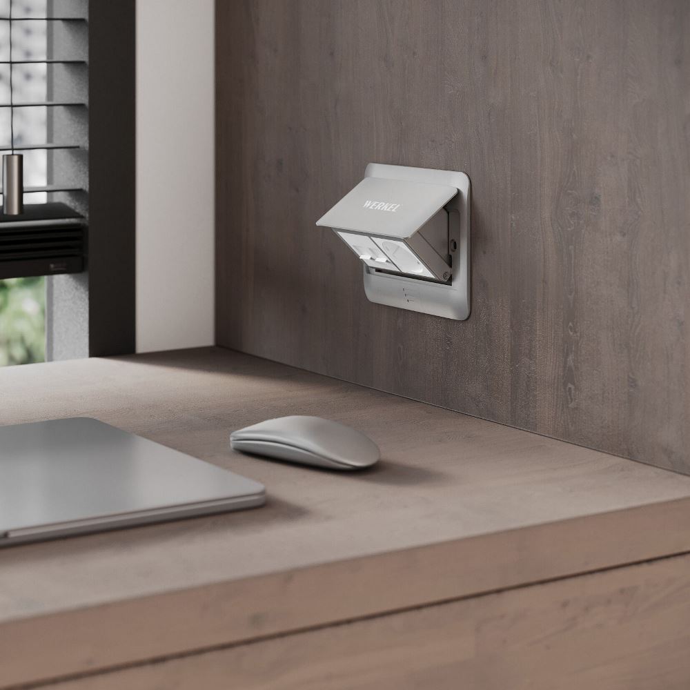 Выдвижной розеточный блок Werkel на 4 модуля Серебряный W8074065 — изображение 4